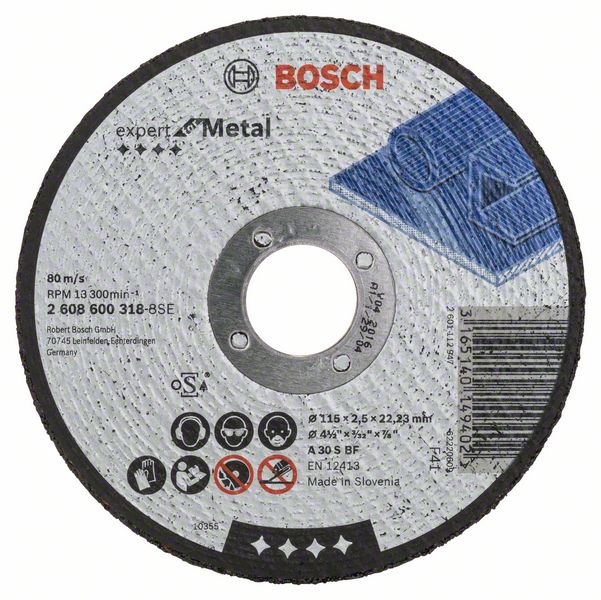 Disc de taiere drept Expert pentru Metal A 30 S BF, 115 mm, 2,5 mm Disc de taiere drept Expert pentru Metal A 30 S BF, 115 mm, 2,5 mm