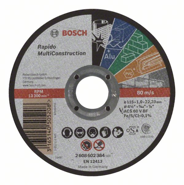 2608602384_bo_pro_u_f_1_671725.jpg Disc de taiere drept Rapido Multi Construction ACS 60 V BF, 115 mm, 1,0 mm - imagine 1