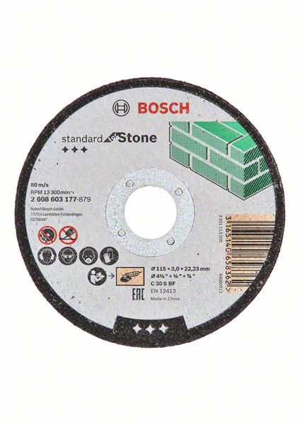 Disc de taiere drept Standard pentru piatra C 30 S BF 115 mm 22,23 mm 3,0 mm Disc de taiere drept Standard pentru piatra C 30 S BF 115 mm 22,23 mm 3,0 mm