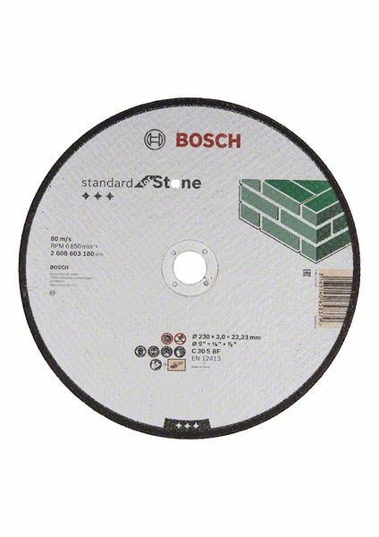 Disc de taiere drept Standard pentru piatra C 30 S BF 230 mm 22,23 mm 3,0 mm Disc de taiere drept Standard pentru piatra C 30 S BF 230 mm 22,23 mm 3,0 mm