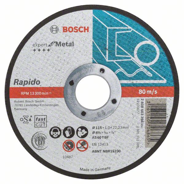 Disc de taiere drept Expert pentru Metal - Rapido AS 60 T BF, 115 mm, 1,0 mm Disc de taiere drept Expert pentru Metal - Rapido AS 60 T BF, 115 mm, 1,0 mm