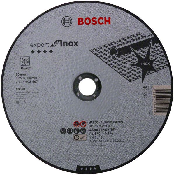 Disc de taiere drept Expert for Inox - Rapido AS 46 T INOX BF, 230 mm, 1,9 mm Disc de taiere drept Expert for Inox - Rapido AS 46 T INOX BF, 230 mm, 1,9 mm