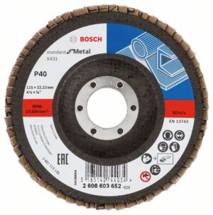 Disc de slefuire evantai X431 Standard pentru Metal 115 mm 22,23 mm granulatie 40