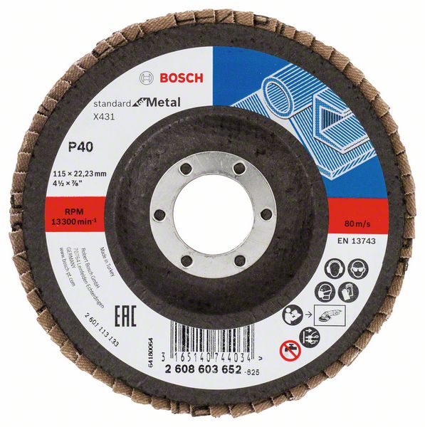 Disc de slefuire evantai X431 Standard pentru Metal 115 mm 22,23 mm granulatie 40 Disc de slefuire evantai X431 Standard pentru Metal 115 mm 22,23 mm granulatie 40
