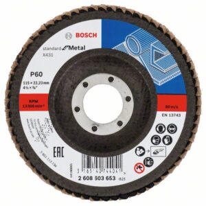 Disc de slefuire evantai X431, Standard for Metal 115 mm 22,23 mm granulatie 60