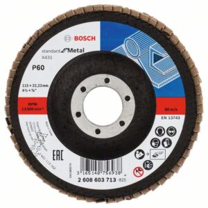 Disc de slefuire evantai X431, Standard for Metal 115 mm 22,23 mm granulatie 60
