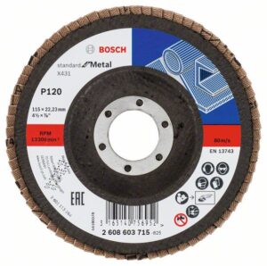 Disc de slefuire evantai X431, Standard for Metal 115 mm 22,23 mm granulatie 120