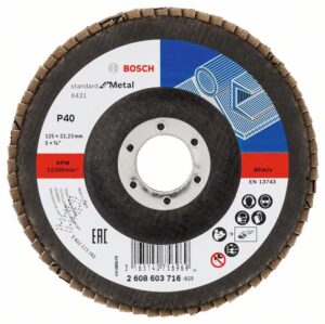 Disc de slefuire evantai X431, Standard for Metal 125 mm 22,23 mm granulatie 40