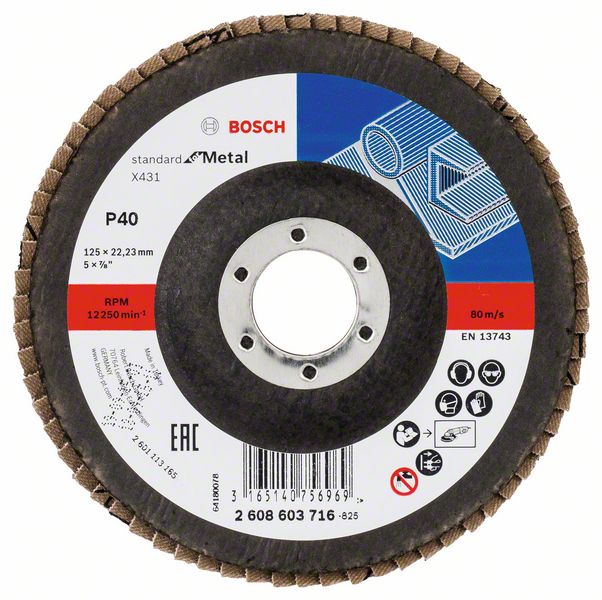 Disc de slefuire evantai X431, Standard for Metal 125 mm 22,23 mm granulatie 40 Disc de slefuire evantai X431, Standard for Metal 125 mm 22,23 mm granulatie 40