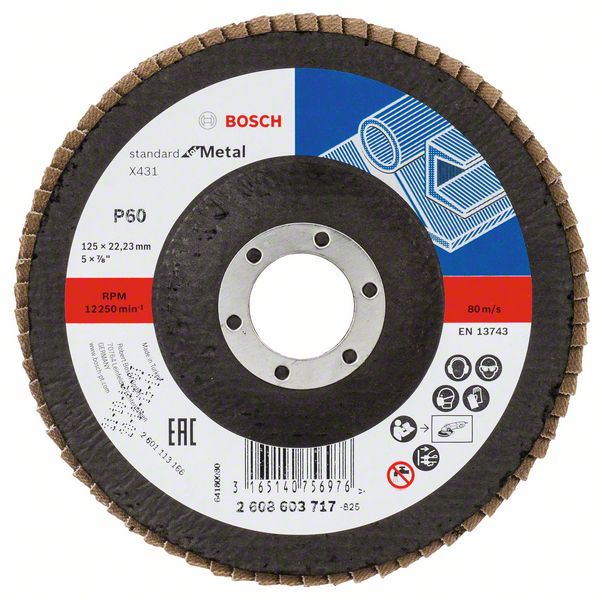 Disc de slefuire evantai X431, Standard for Metal 125 mm 22,23 mm granulatie 60 Disc de slefuire evantai X431, Standard for Metal 125 mm 22,23 mm granulatie 60