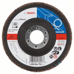 Disc de slefuire evantai X551, Bosch Expert metal D= 115 mm; G= 40, cu degajare