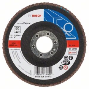 Disc de slefuire evantai X551, Bosch Expert metal D= 115 mm; G= 80, cu degajare