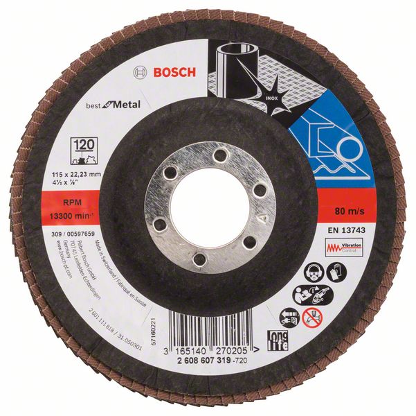 2608607319_bo_pro_u_f_1_747669.jpg Disc de slefuire evantai X571, Best for Metal D= 115 mm; G= 120, cu degajare - imagine 1