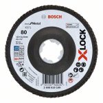 Discuri de slefuire evantai X-LOCK, versiunea Inclinata, placa cu fibre, Ø 115 mm, G 80, X571, Best for Metal, 1 buc