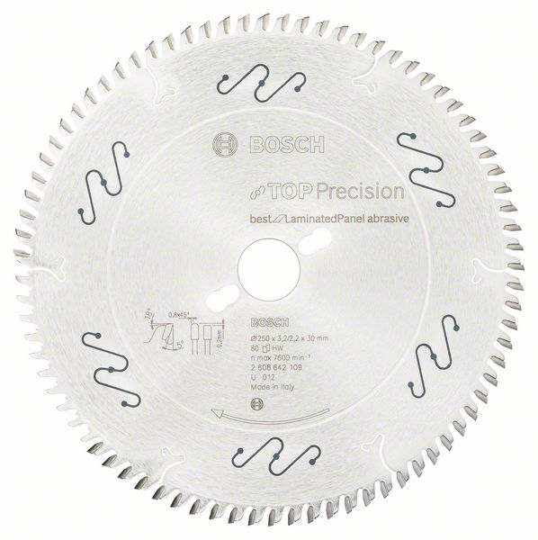 2608642109_bo_pro_u_f_1_843384.jpg Panza de ferastrau circular Top Precision Best for Laminated Panel Abrasive 250 x 30 x 3,2 mm, 80 - imagine 1