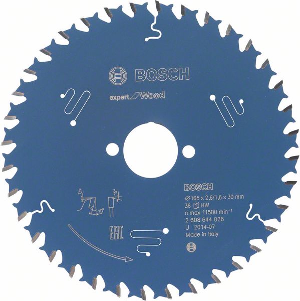 2608644026_bo_pro_u_f_1_992640.jpg Panza de ferastrau circular Expert for Wood 165 x 30 x 2,6 mm, 36 - imagine 1