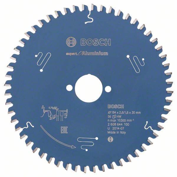 2608644100_bo_pro_u_f_1_1013343.jpg Panza de ferastrau circular Expert for Aluminium 184 x 30 x 2,6 mm, 56 - imagine 1