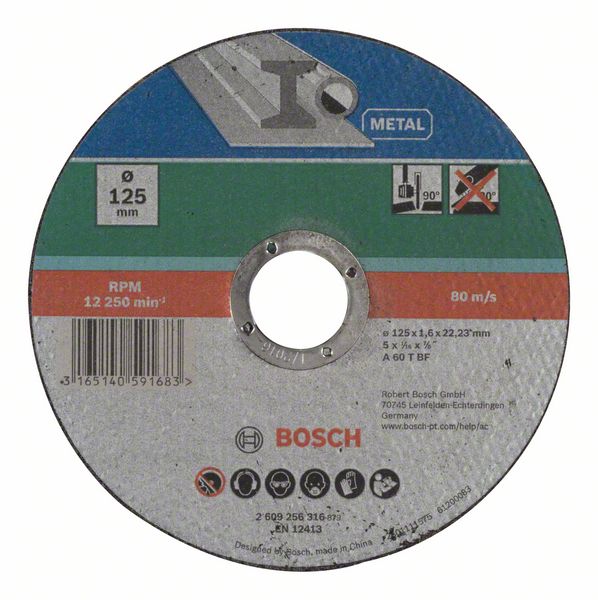 Disc de taiere, varianta dreapta metal D= 125 mm; grosime= 1,6 mm Disc de taiere, varianta dreapta metal D= 125 mm; grosime= 1,6 mm