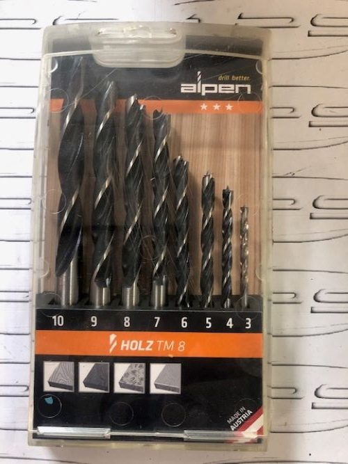 Trusa burghie pentru lemn 3-10mm ALPEN CV/HSS TM8, 8 Trusa burghie pentru lemn 3-10mm ALPEN CV/HSS TM8, 8