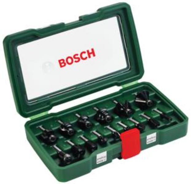 Set Bosch de freze de profilare TC, 15 buc. (coada de 8 mm) Set Bosch de freze de profilare TC, 15 buc. (coada de 8 mm)