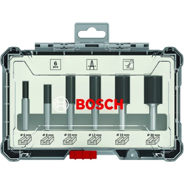 Set freze de profilat canturi, 6 buc, freze drepte, tija 1/4"