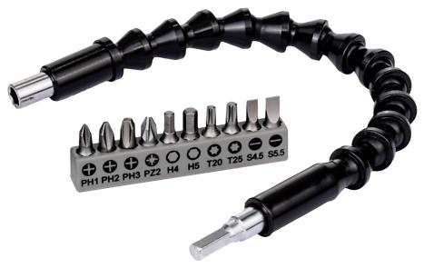 Set 11 piese biti cu extensie flexibilă din plastic SDB 300 mm Set 11 piese biti cu extensie flexibilă din plastic SDB 300 mm