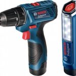 Set masina gaurit acumulator GSR 120-LI lanterna GLI 12V-300 + 2 x GBA 12V 2,0 Ah + GAL 1210 CV in geanta de transport