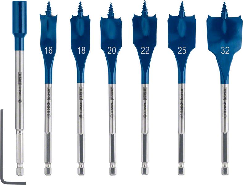 2608900334_bo_pro_u_f_1_2344705 Set de burghie plate EXPERT Self Cut Speed, 16/18/20/22/25/32 mm, 7 buc. - imagine 1