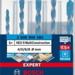 Set de burghie EXPERT HEX-9 MultiConstruction, 4/5/6/6/8 mm, 5 buc.