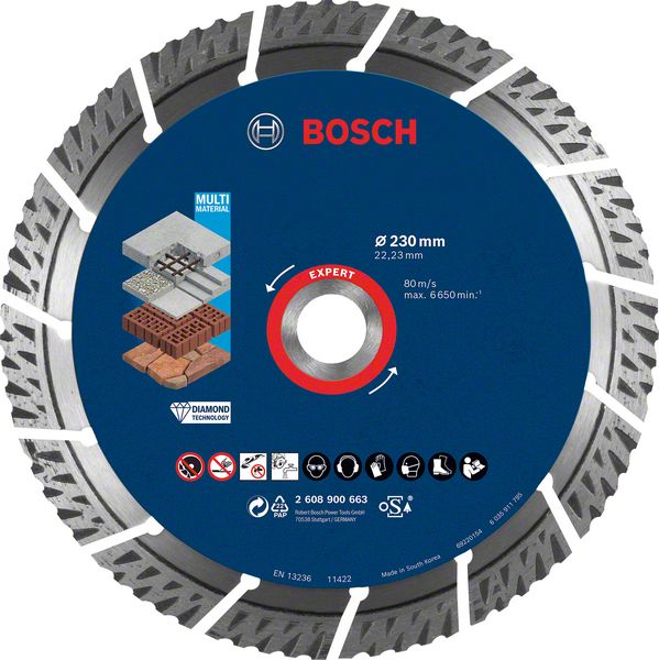 2608900663_bo_pro_u_f_1_2274847 Disc de taiere diamantat EXPERT MultiMaterial 230 x 22,23 x 2,4 x 15 mm - imagine 1