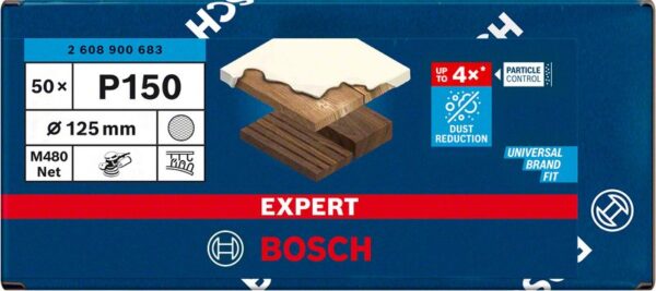 Plasa de slefuit EXPERT M480 pentru slefuitoare orbitale cu excentric, 125 mm, G 150, 50 buc. - imagine 2