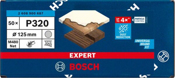 Plasa de slefuit EXPERT M480 pentru slefuitoare orbitale cu excentric, 125 mm, G 320, 50 buc. - imagine 2