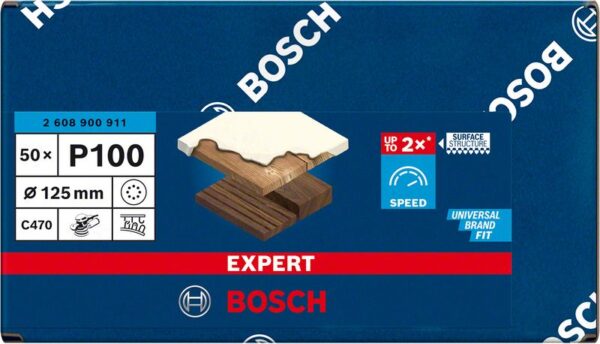 Smirghel EXPERT C470 cu 8 orificii pentru slefuitoare orbitale cu excentric 125 mm, G 100, 50 buc. - imagine 2