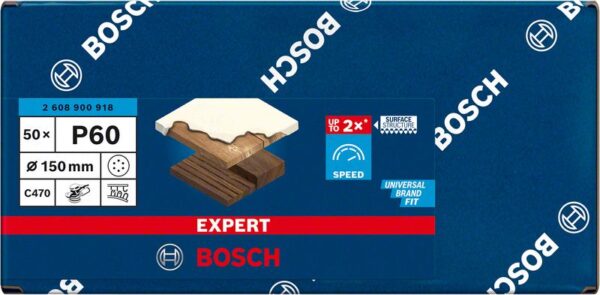 Smirghel EXPERT C470 cu 6 orificii pentru slefuitoare orbitale cu excentric 150 mm, G 60, 50 buc. - imagine 2