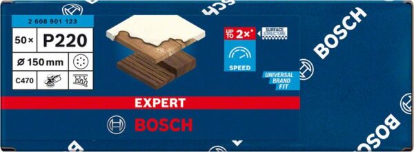 Smirghel EXPERT C470 cu 6 orificii pentru slefuitoare orbitale cu excentric 150 mm, G 220, 50 buc. - imagine 2