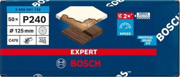 Smirghel EXPERT C470 cu orificii multiple pentru slefuitoare orbitale cu excentric, 125 mm, G 240, 50 buc. - imagine 2