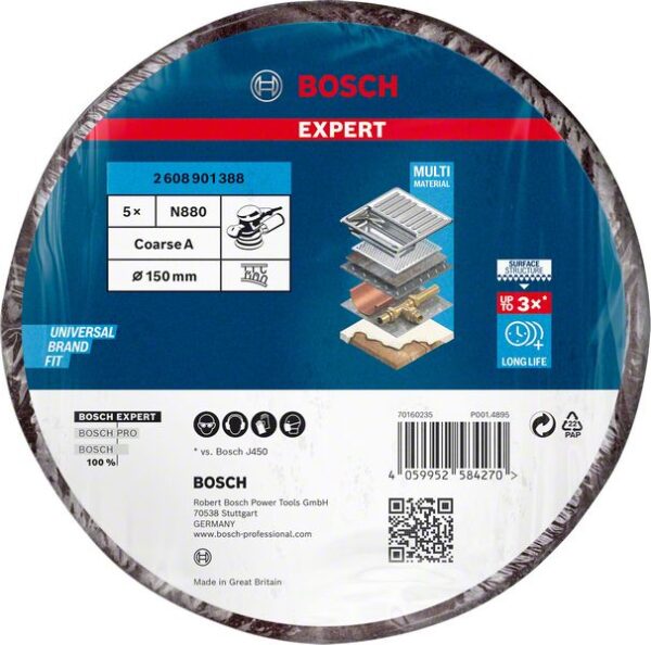 Disc din postav EXPERT N880 pentru slefuitoare orbitale cu excentric, 150 mm, grosier, 5 buc. - imagine 2